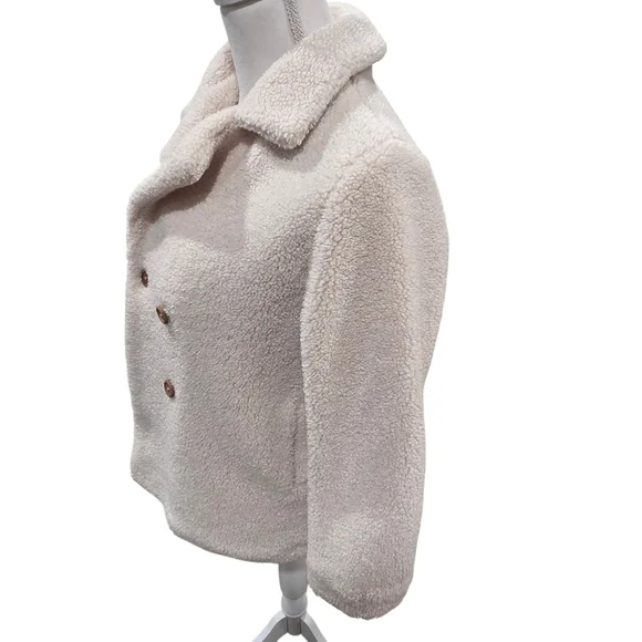 MANGO Faux Shearling Girl Coat Ivory Size 9 - Picture 4 of 6